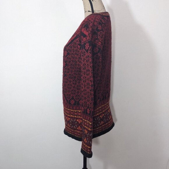 Christiania Sweaters Red Black Orsta Pure New Wool Nordic Cardigan Sweater L - Picture 4 of 12
